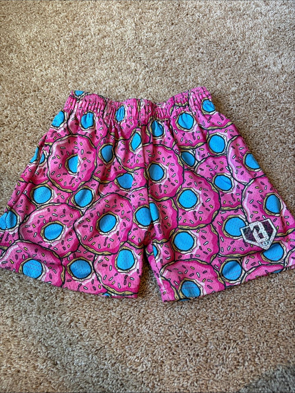 Boys Baseball 101 Donut Print Pink & Blue Shorts